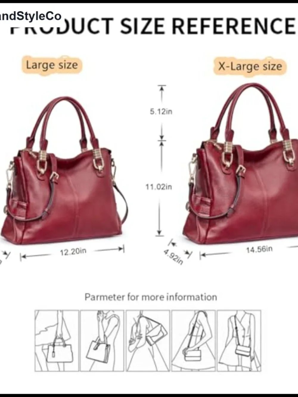 Genuine Leather Satchel Tote Shoulder Bag with Detachable Strap